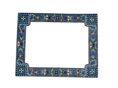 RUSSIAN SILVER AND CLOISONNE ENAMEL PICTURE FRAME