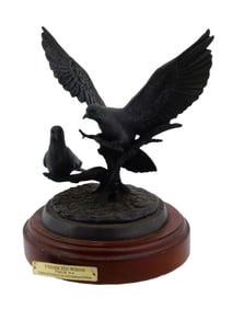 SCOTT STEARMAN CAST BRONZE SCULPTURE WITH DOVES