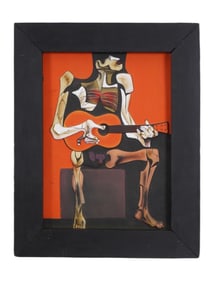 OSWALDO GUAYASAMIN REPRO ON A RAISED CERAMIC PLAQUE