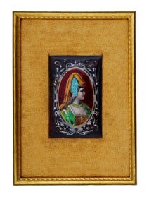 LIMOGES STYLE HAND ENAMELED FEMALE PORTRAIT ON PLAQUE