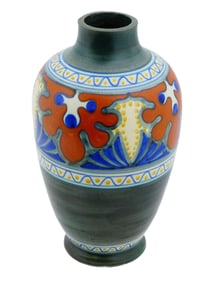 ANTIQUE DUTCH GOUDA ART POTTERY VASE CANDIA PATTERN