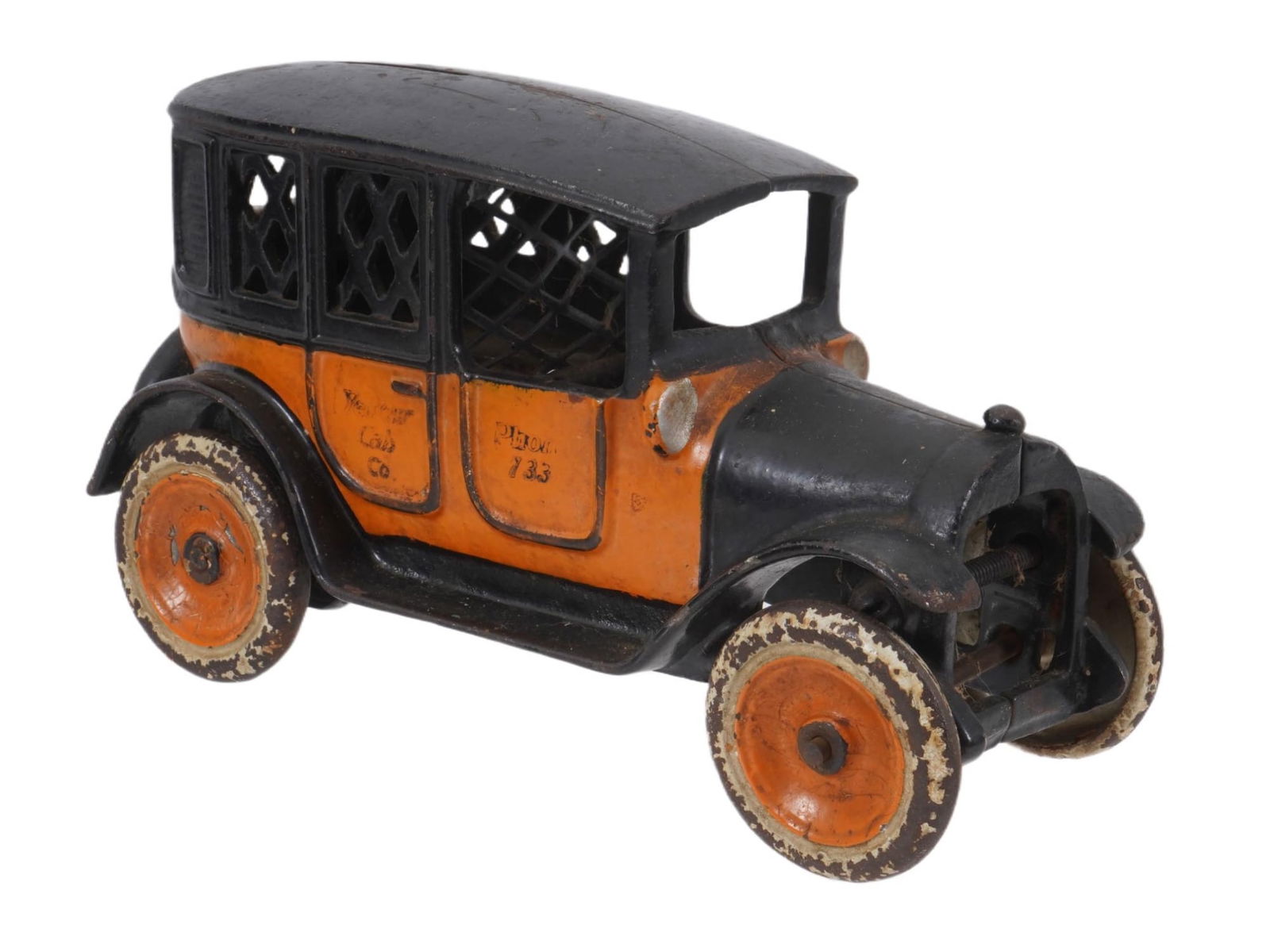 ANTIQUE ARCADE CAST IRON YELLOW CAB TOY CAR (1 of 8)