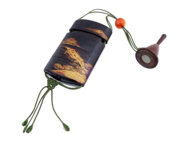 ANTIQUE TRADITIONAL JAPANESE THREE SECTION WOODEN INRO