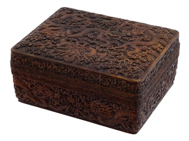 RARE ANTIQUE CHINESE HAND CARVED ZITAN WOOD BOX