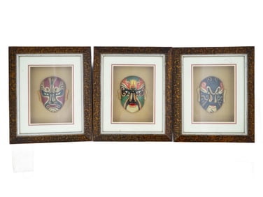 LOT OF CHINESE BEIJING OPERA MASKS FRAMED