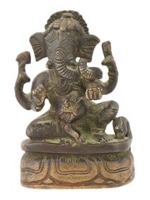 ASIAN BUDDHIST PATINATED BRONZE SCULPTURE OF GANESHA