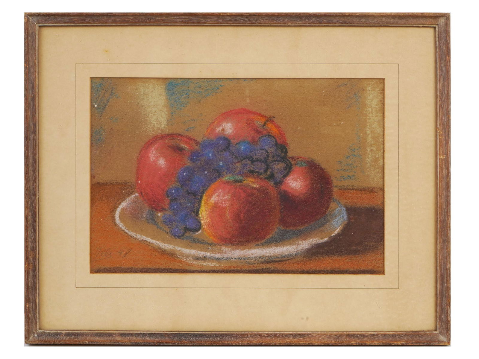 MID CENT FRUIT STILL LIFE PASTEL PAINTING SIGNED (1 of 4)