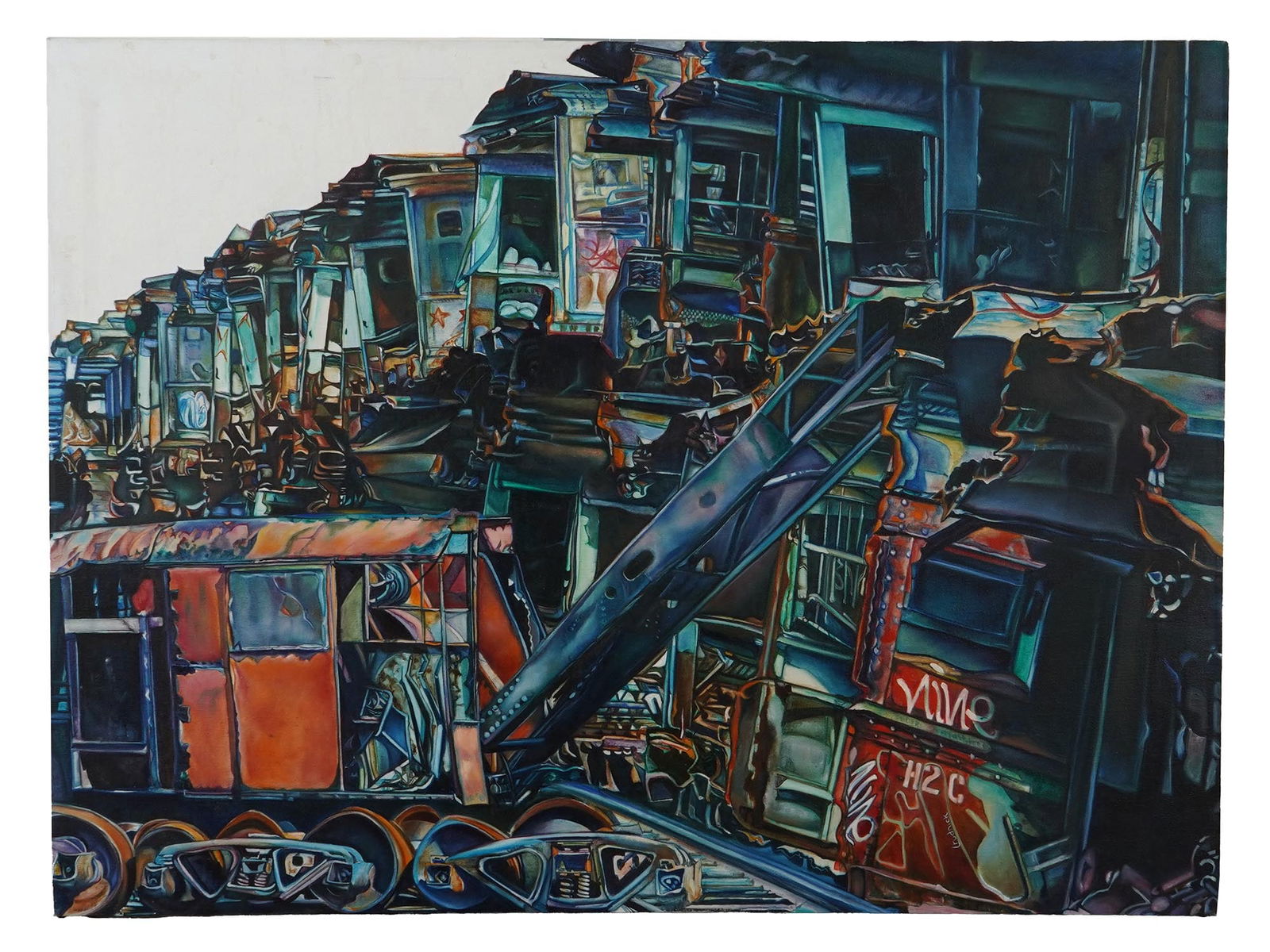 CONTEMPORARY INDUSTRIAL PAINTING SIGNED L. RUDNICK (1 of 5)