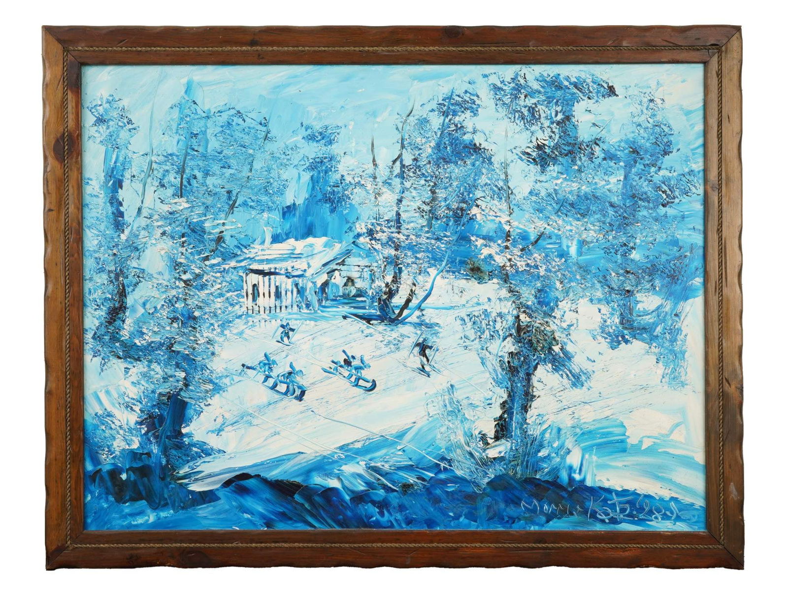 MORRIS KATZ EXPRESSIONIST LANDSCAPE OIL PAINTING: Morris Katz, Jewish, Polish, Ukrainian, American, 1932 to 2010, oil painting on masonite depicting an Expressionist landscape with a winter view. Signed and dated lower right. Framed. Morris Katz was