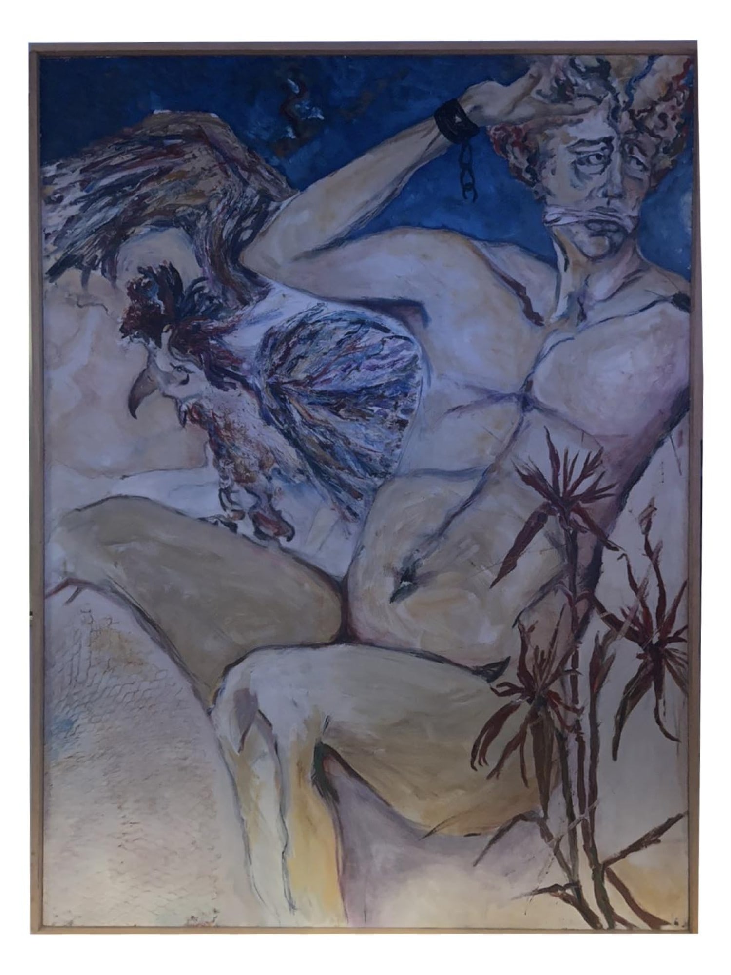 MODERN PAINTING PROMETHEY SIGNED ERNST NEIZVESTNY: A large oil painting on canvas titled Promethey, dated 2006 and signed on verso Ernst Neizvestny, a Russian-Armenian sculptor and artist. The powerful composition reflects Neizvestnys monumental, expr