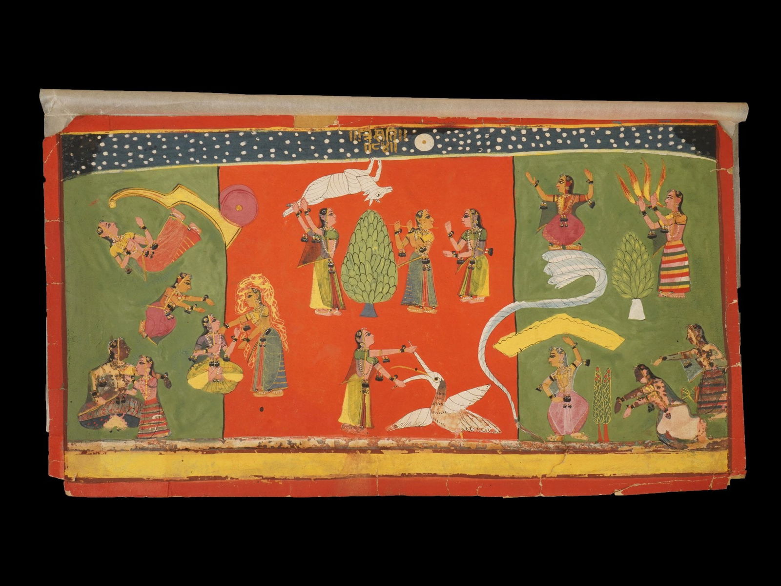 ANTIQUE INDIAN MUGHAL MINIATURE PAINTING BAKASURA DEMON (1 of 6)