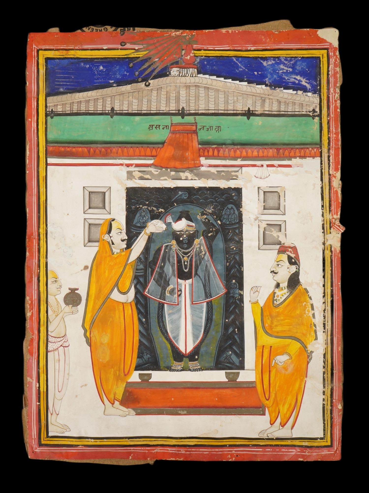 ANTIQUE INDIAN MUGHAL MINIATURE PAINTING W KRISHNA (1 of 4)