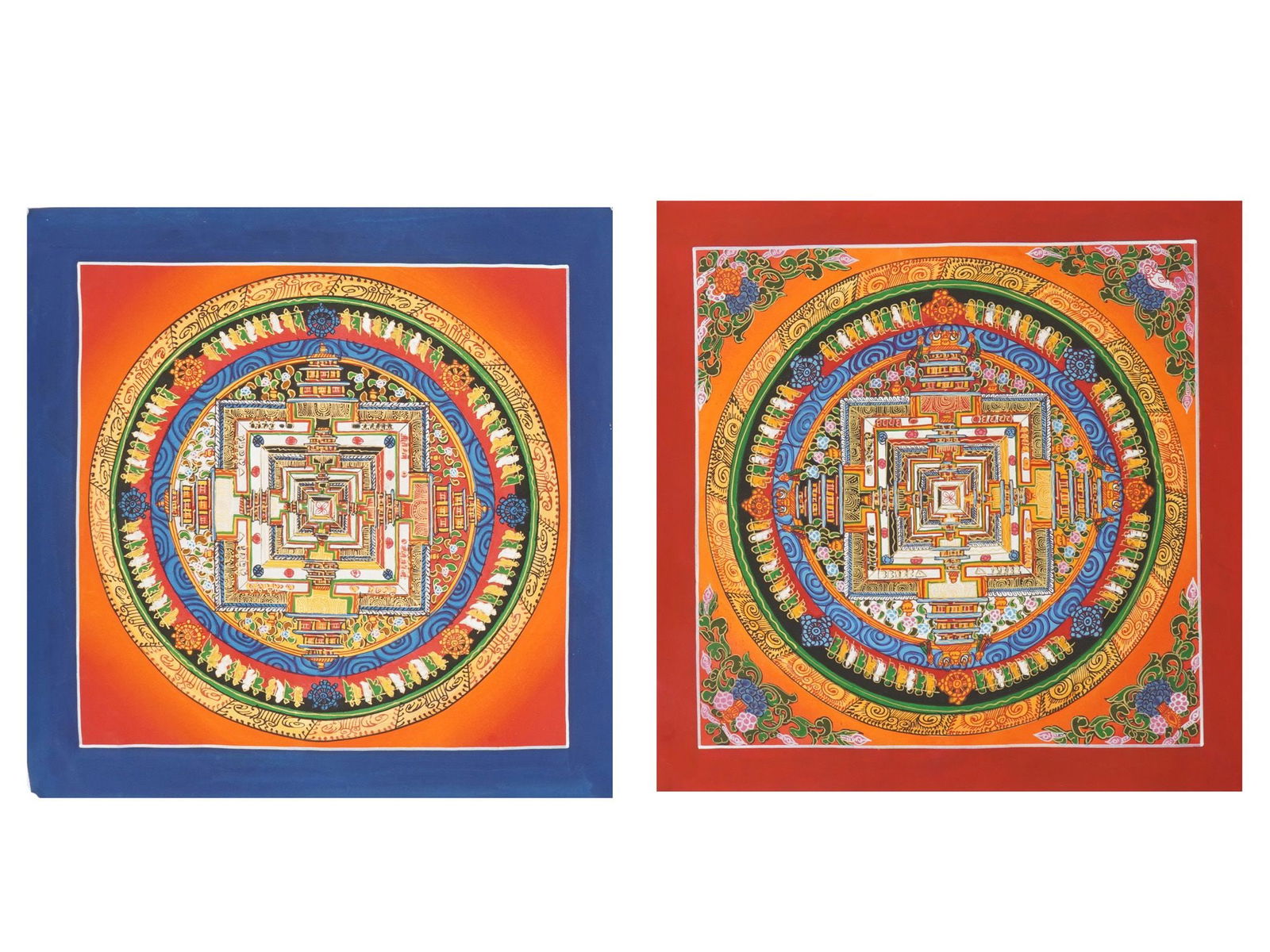 LOT OF BUDDHIST THANGKA MANDALA PAINTINGS ON FABRIC (1 of 4)