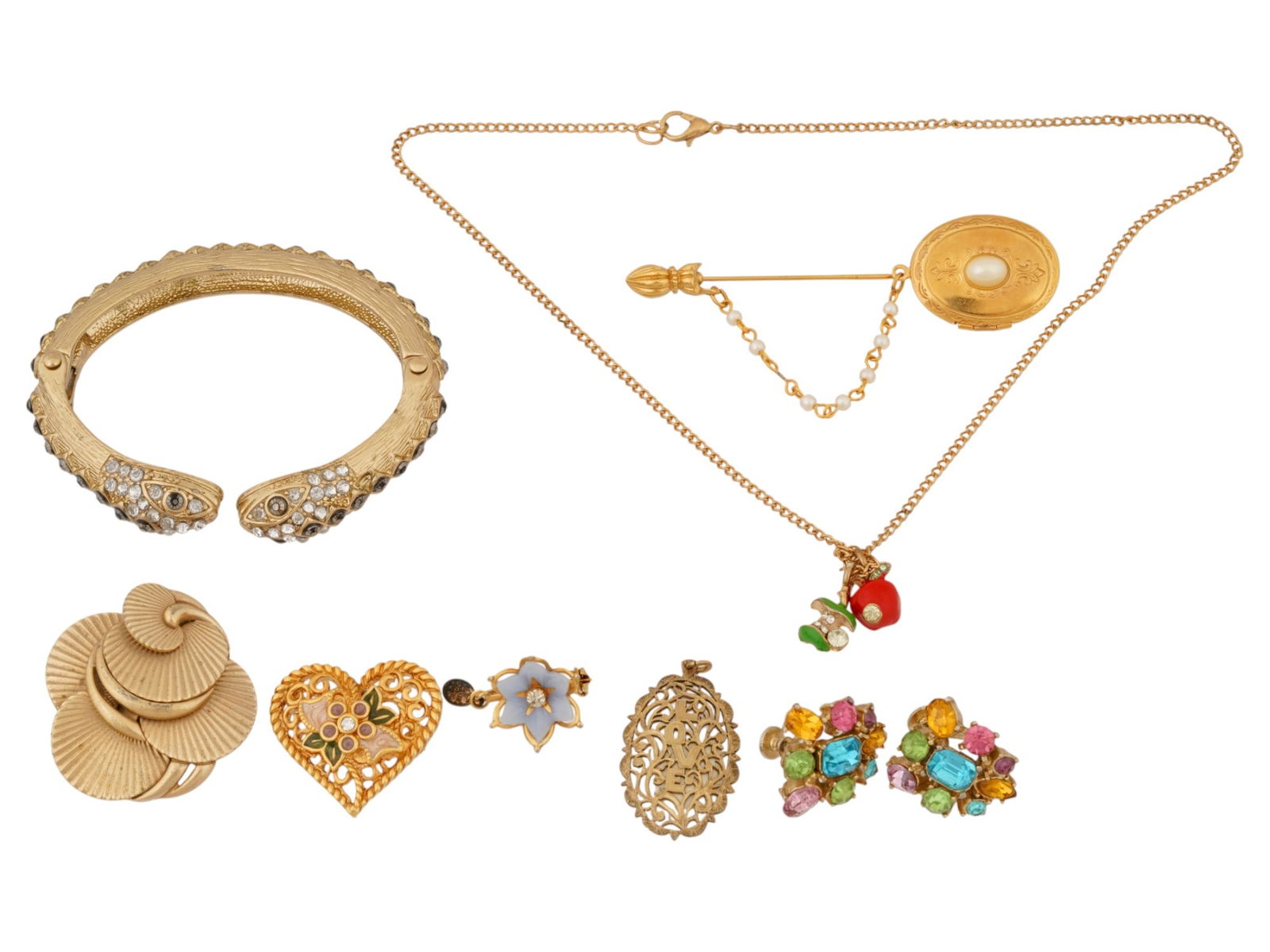 COLLECTION OF EIGHT VINTAGE COSTUME JEWELRY (1 of 10)