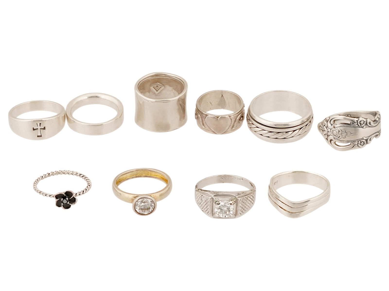 COLLECTION OF VINTAGE ASSORTED STERLING SILVER RINGS (1 of 14)