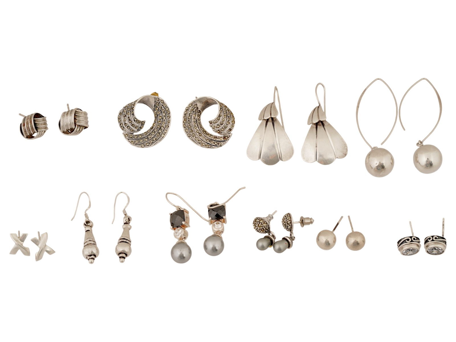 COLLECTION OF VINTAGE ASSORTED STERLING SILVER EARRINGS (1 of 12)
