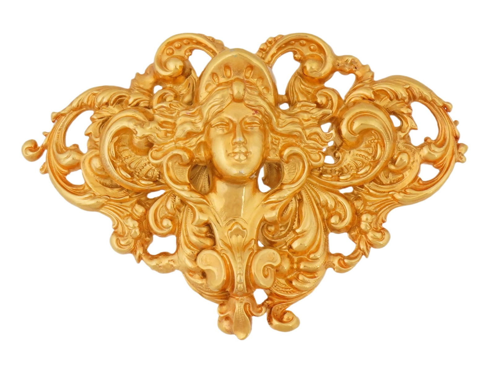 VINTAGE ART NOUVEAU STYLE BROOCH WITH A LADY FACE (1 of 6)