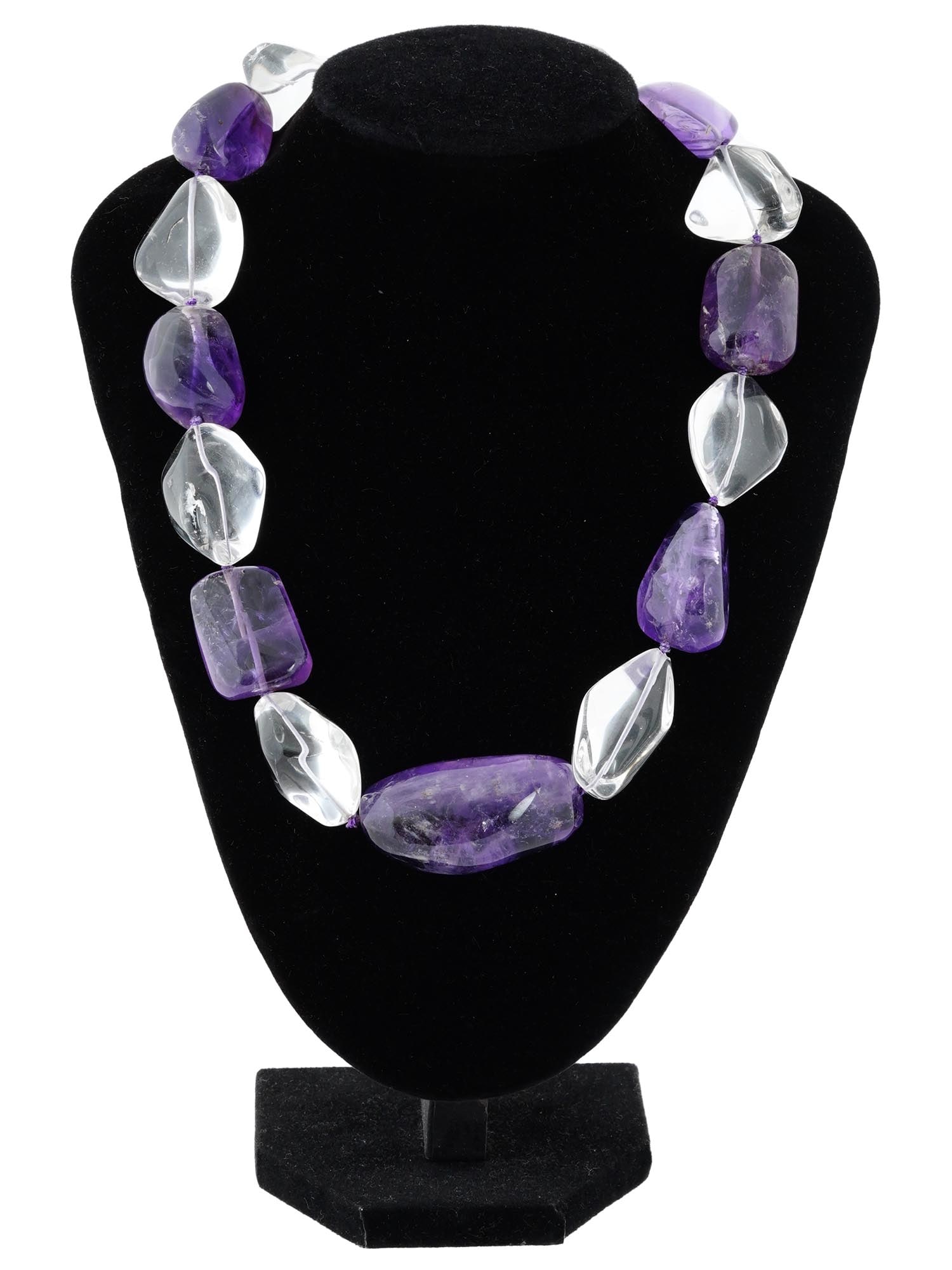 VINTAGE CLEAR AMETHYST ROCK CRYSTAL BEADED NECKLACE (1 of 3)