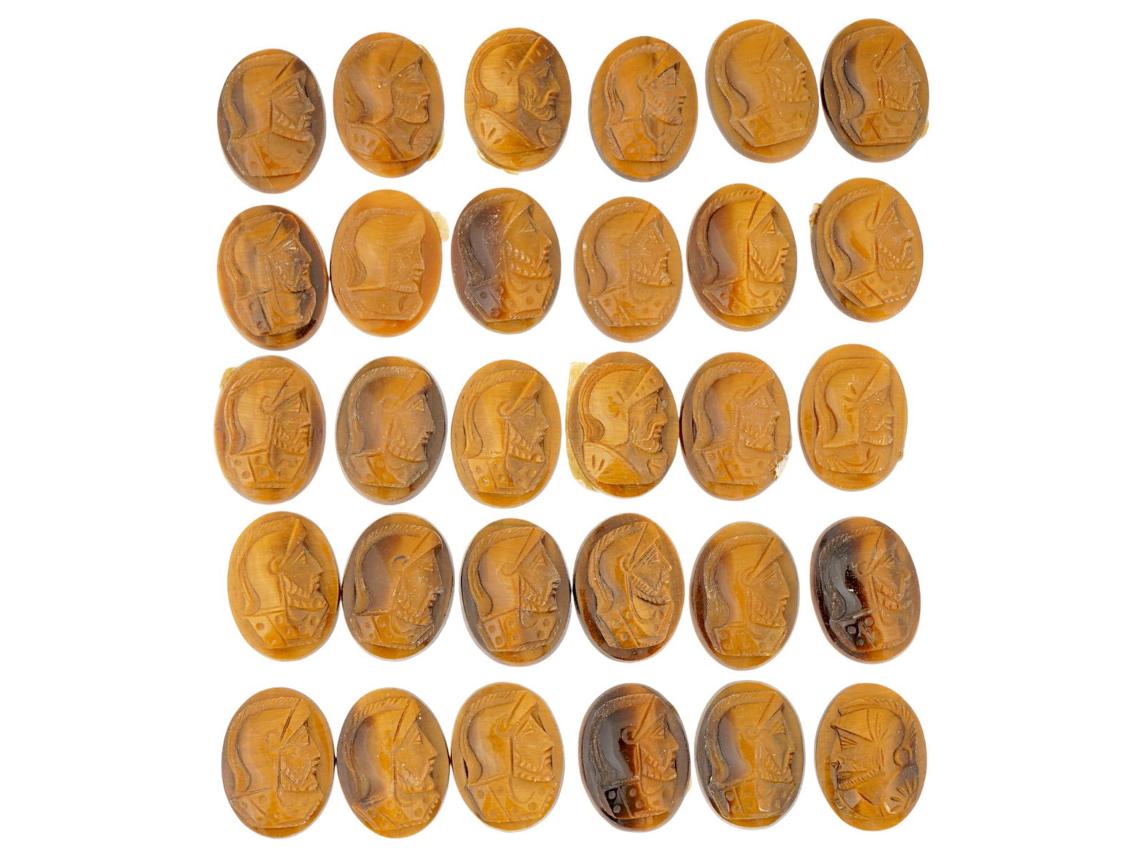 COLLECTION OF PORTRAIT CARVED TIGERS EYE STONE CAMEOS (1 of 4)