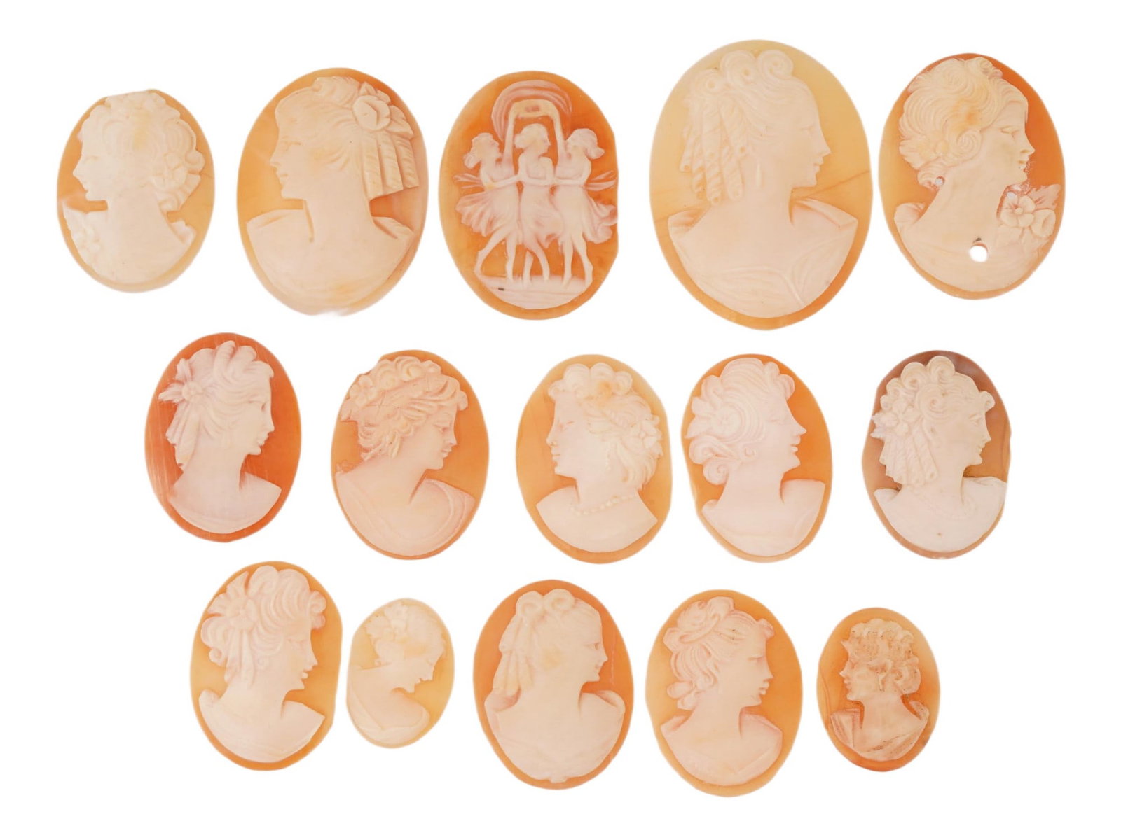 ANTIQUE VICTORIAN HAND CARVED SHELL CAMEO COLLECTION (1 of 5)