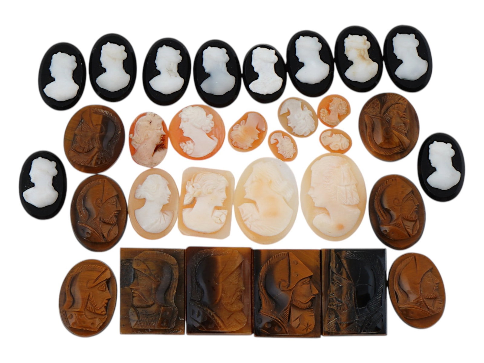 COLLECTION OF HAND CARVED SHELL CAMEO MEDALLIONS (1 of 3)