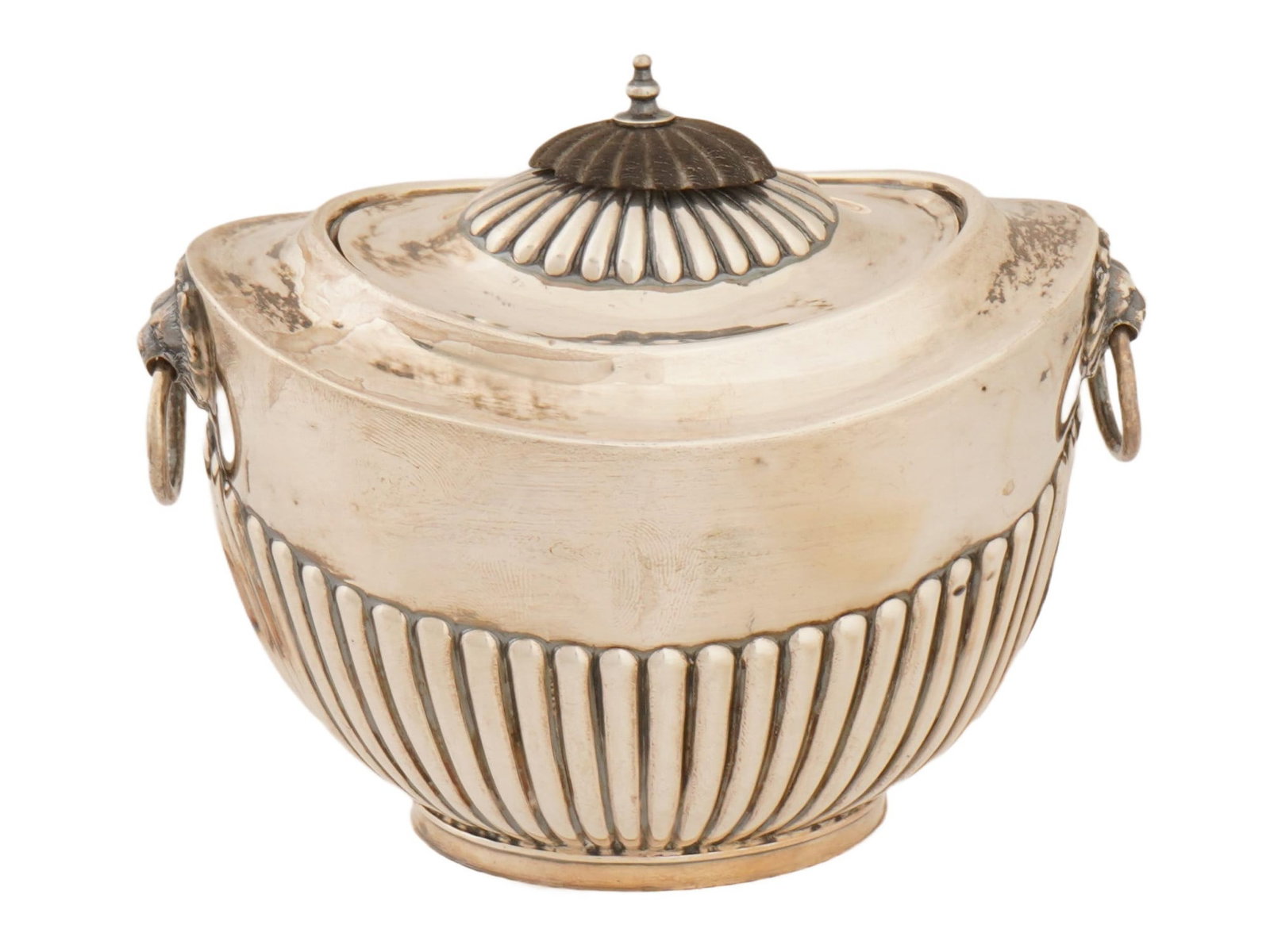 VICTORIAN MANNER COVERED SILVER TEA CADDY W HANDLES (1 of 10)