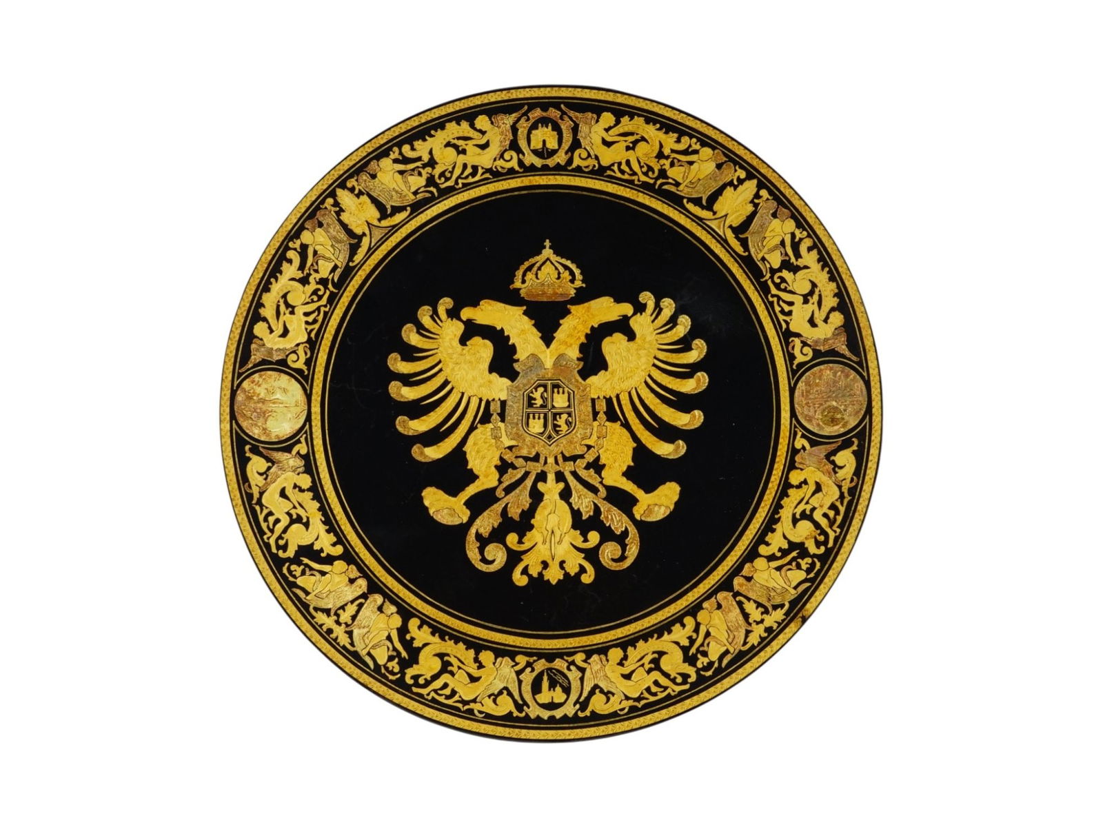 SPANISH DAMASCENE PLATE WITH TOLEDO COAT OF ARMS (1 of 10)