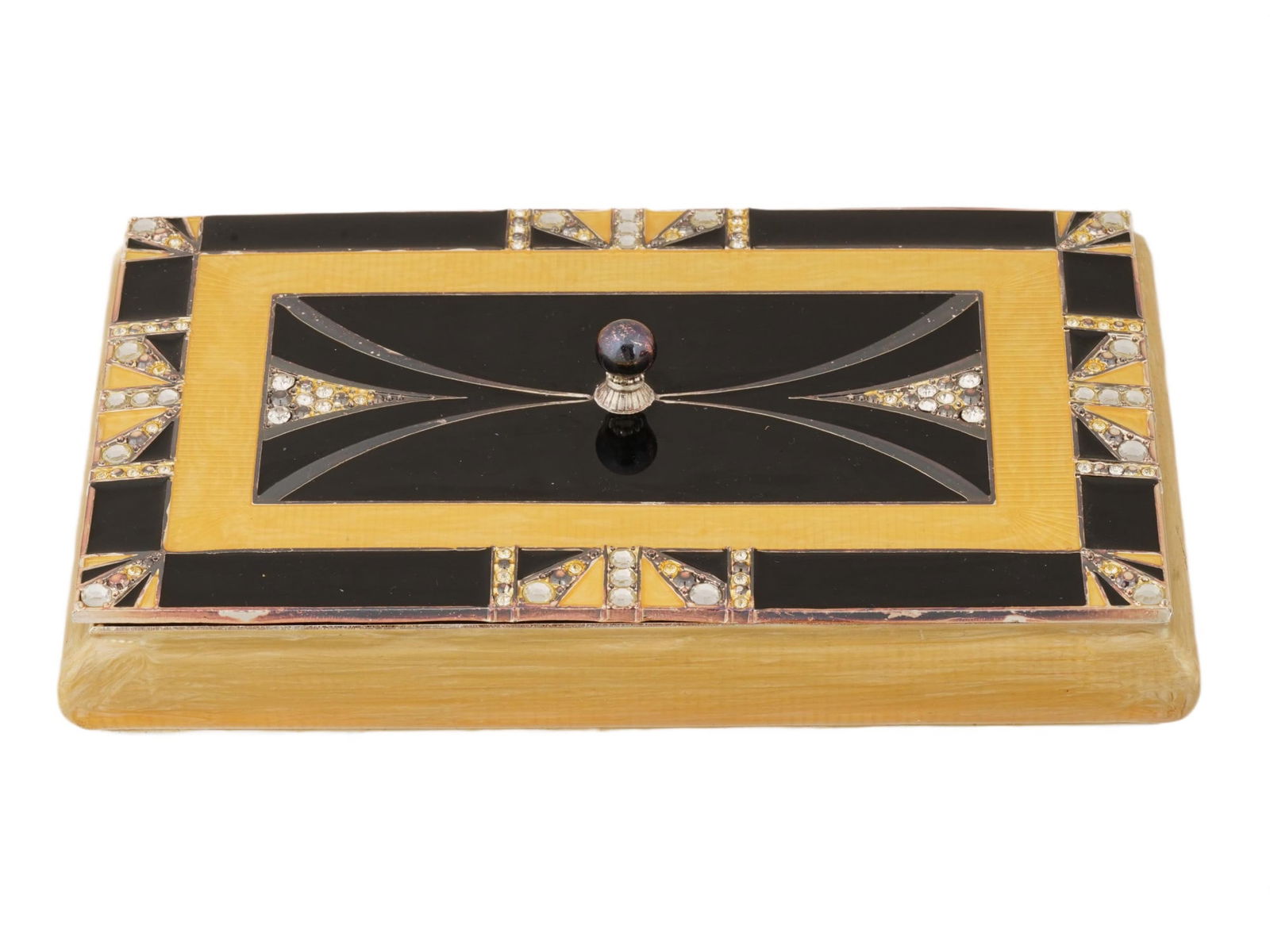 VTG ART DECO STYLE ENAMEL METAL JEWELRY OR TRINKET BOX (1 of 6)