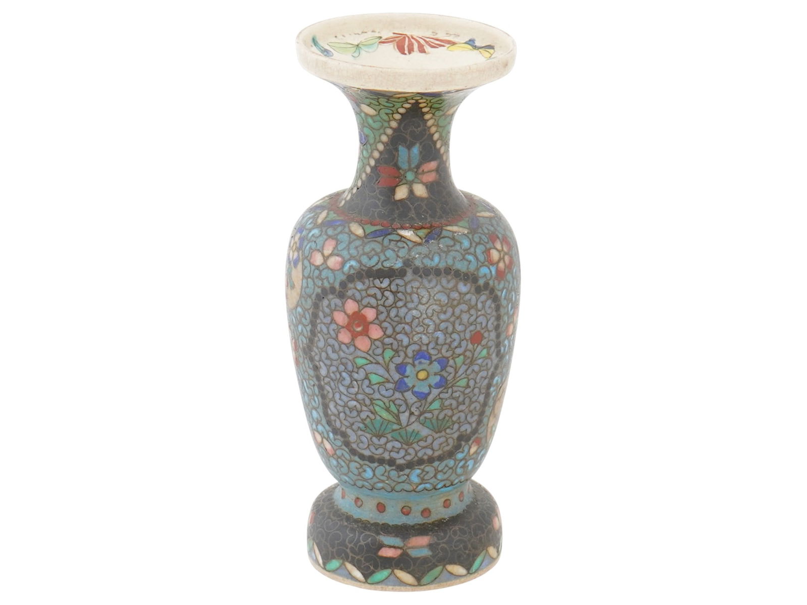 ANTIQUE JAPANESE PORCELAIN CLOISONNE ENAMEL VASE C 1900 (1 of 7)