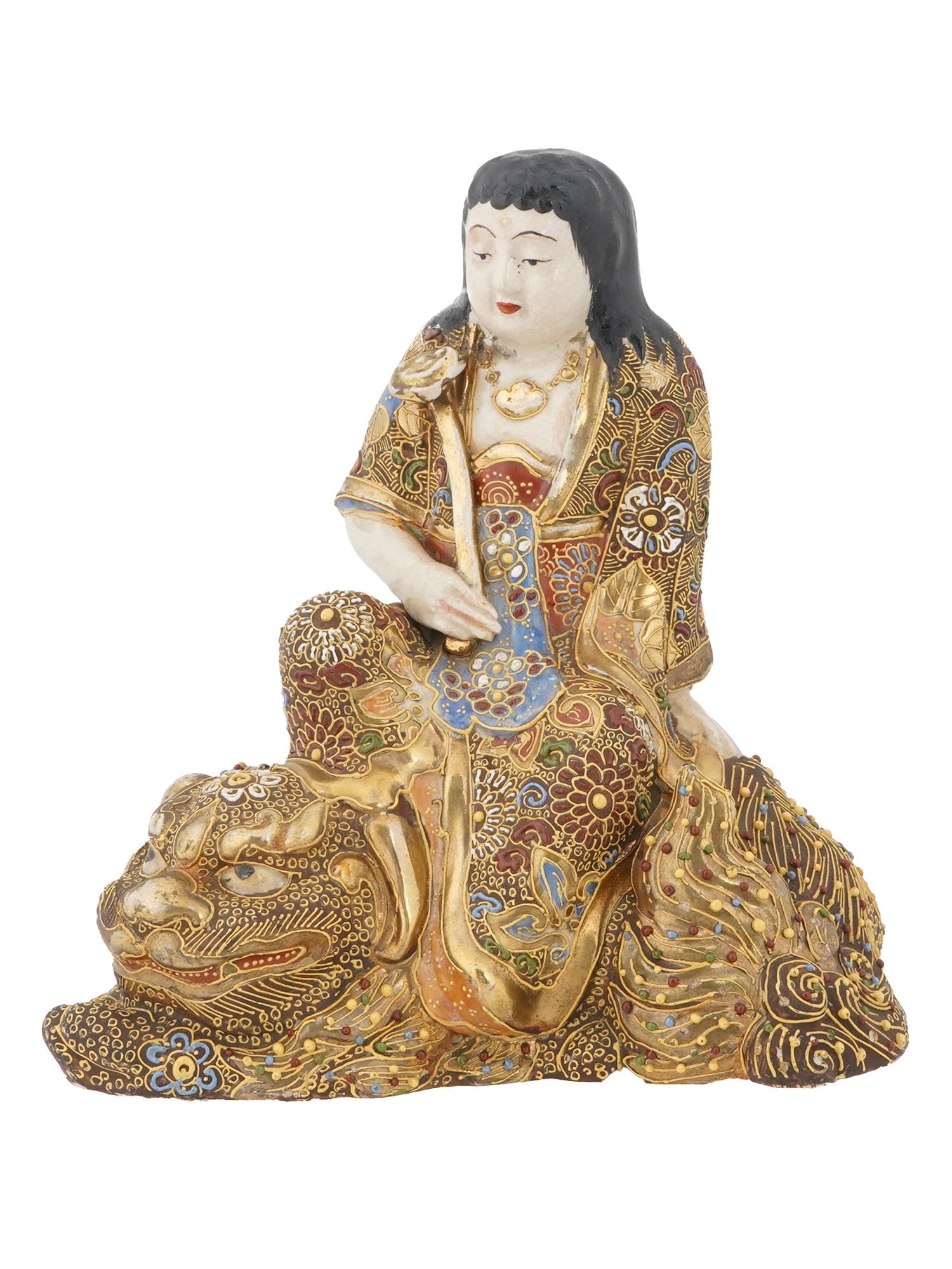 JAPANESE SATSUMA GILT CERAMIC KANNON FIGURINE (1 of 7)