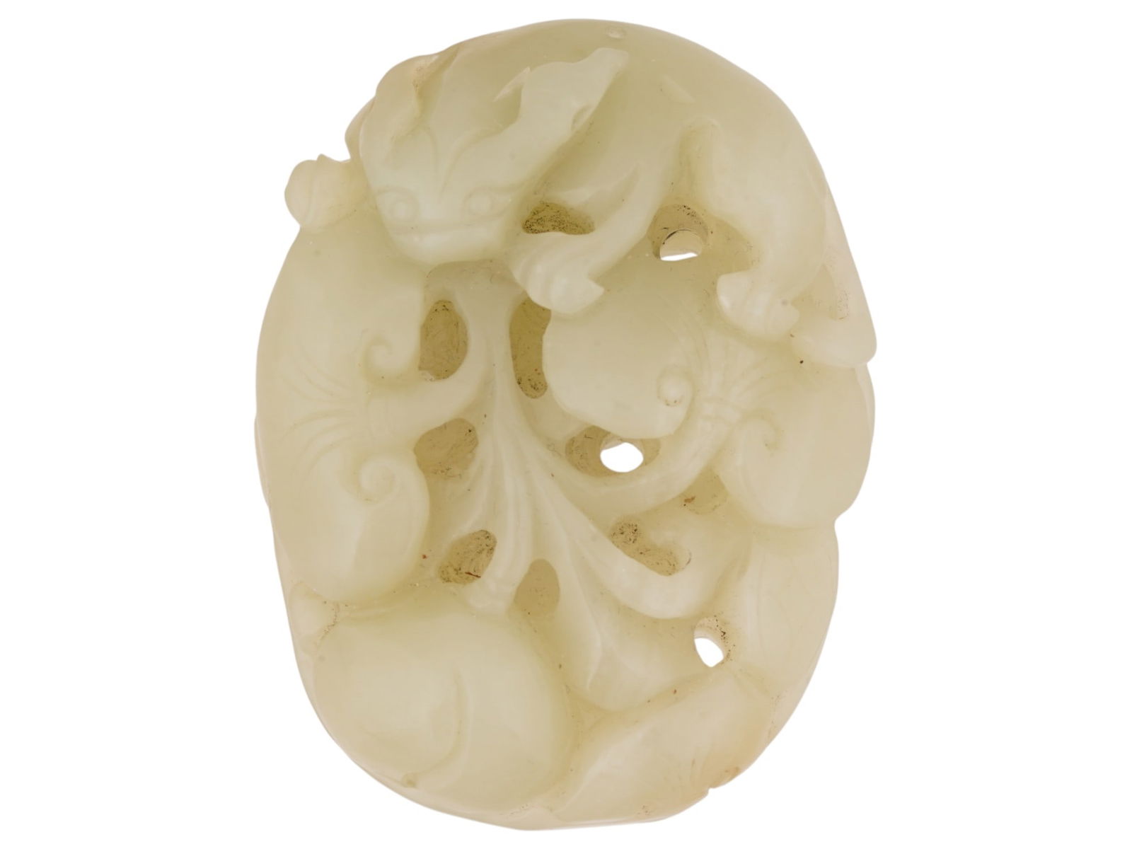 LARGE CHINESE CARVED WHITE JADE AMULET PENDANT (1 of 6)