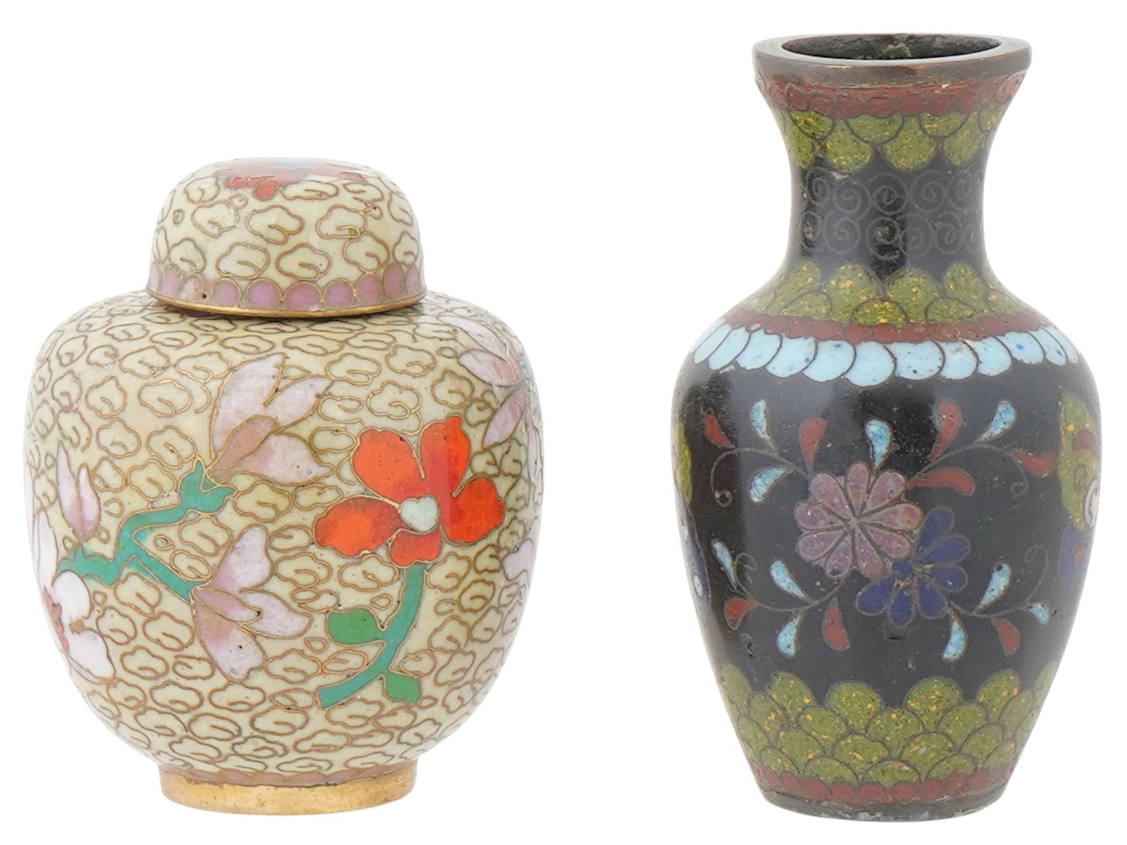 LOT OF MINIATURE CHINESE CLOISONNE ENAMEL VASE JAR (1 of 6)