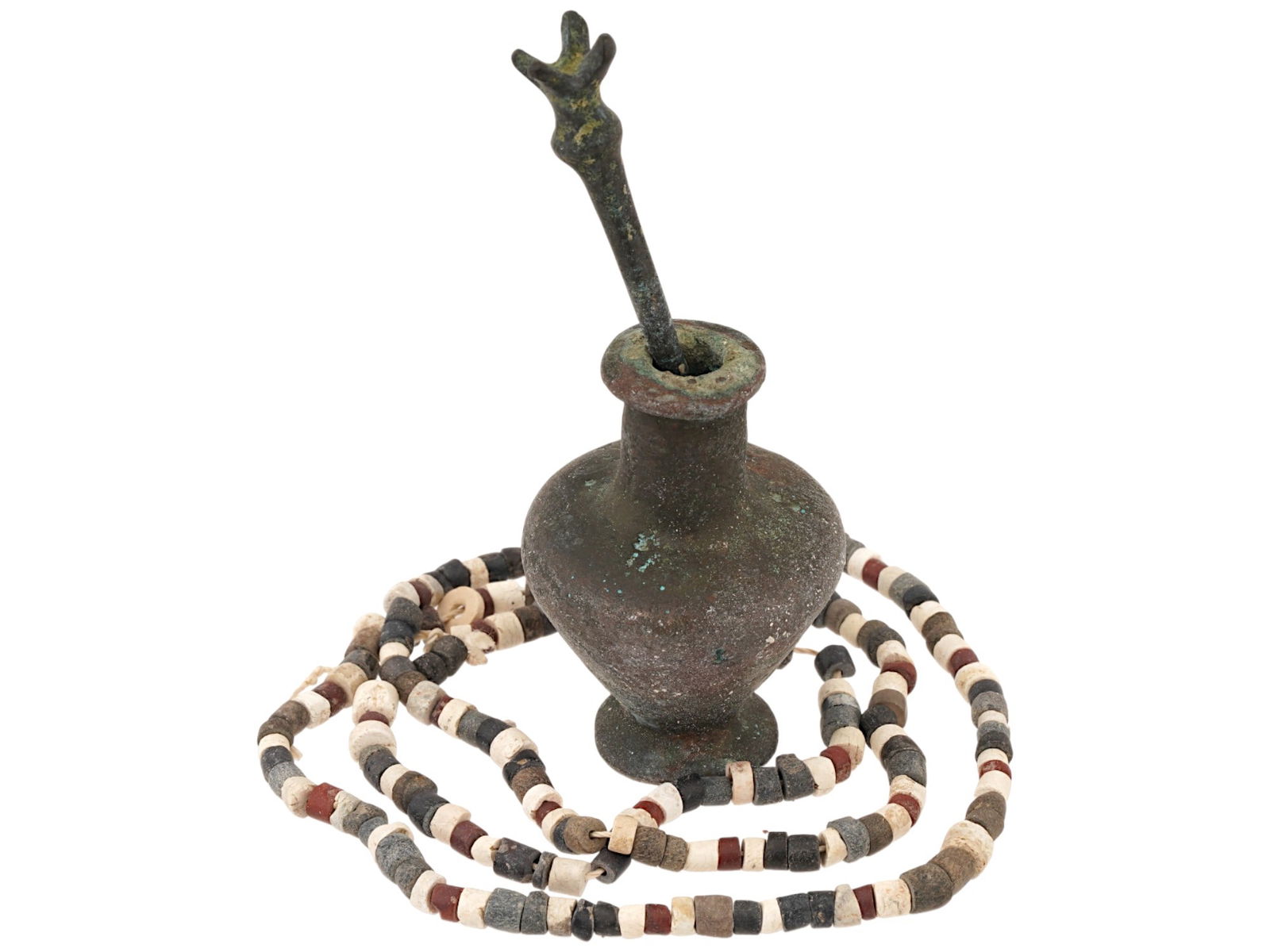 ANCIENT ROMAN NECKLACE AND MIDDLE EAST BRONZE CONTAINER (1 of 7)