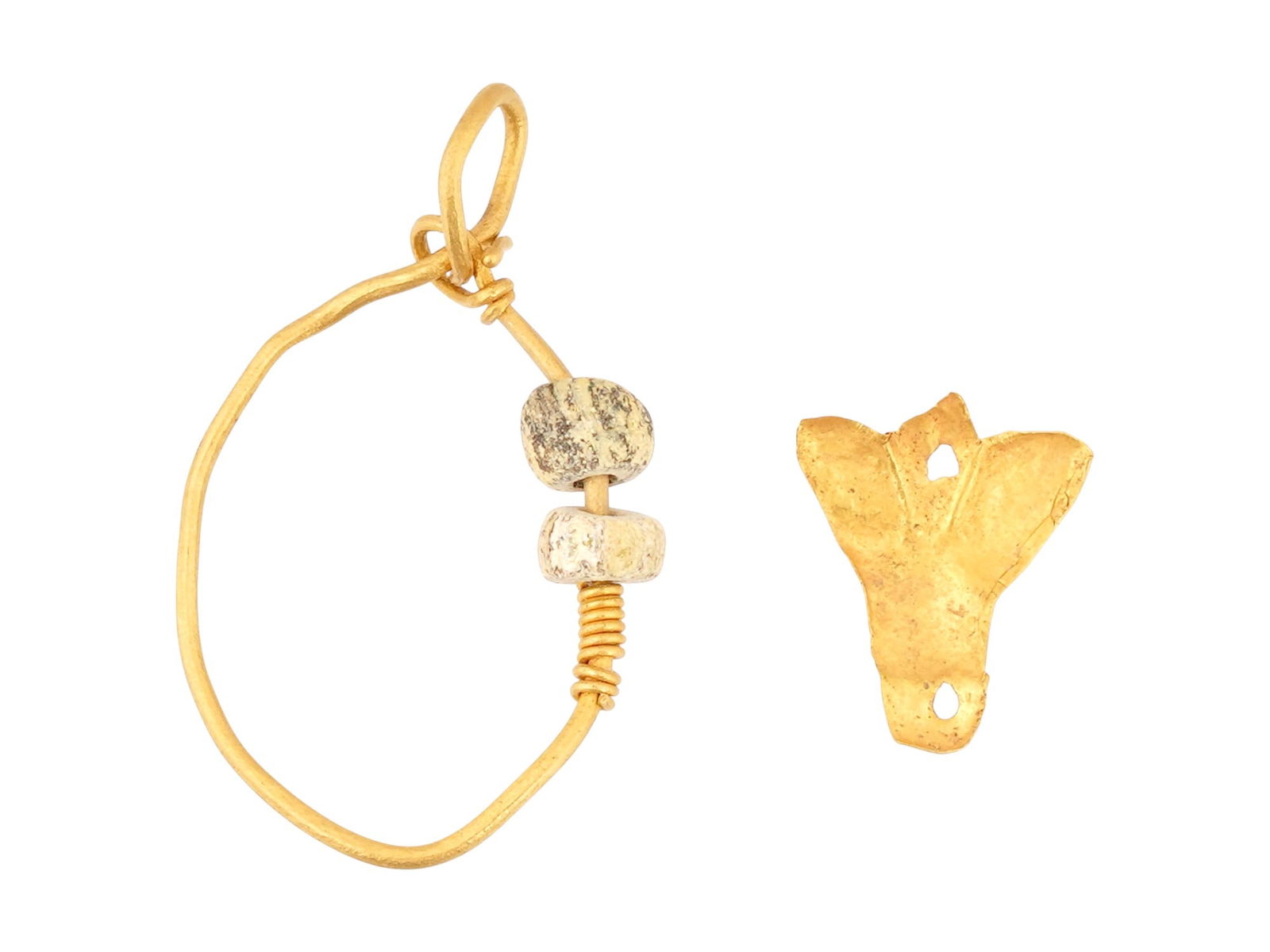 ANCIENT ROMAN GOLD EARRING AND PENDANT 300 BC TO 300 AD (1 of 3)