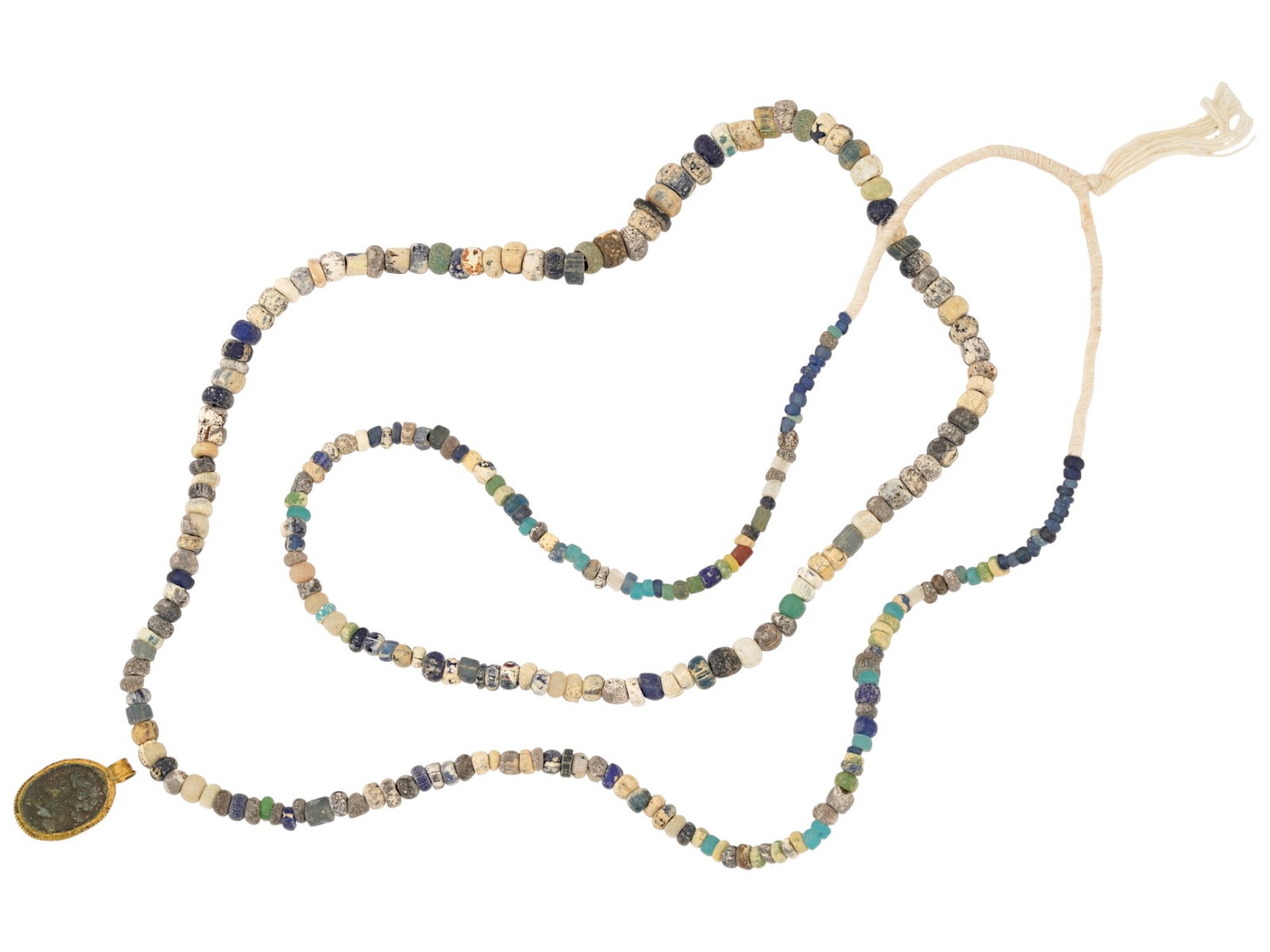 ANCIENT ROMAN GOLD BRONZE PENDANT AND BEAD NECKLACES (1 of 5)