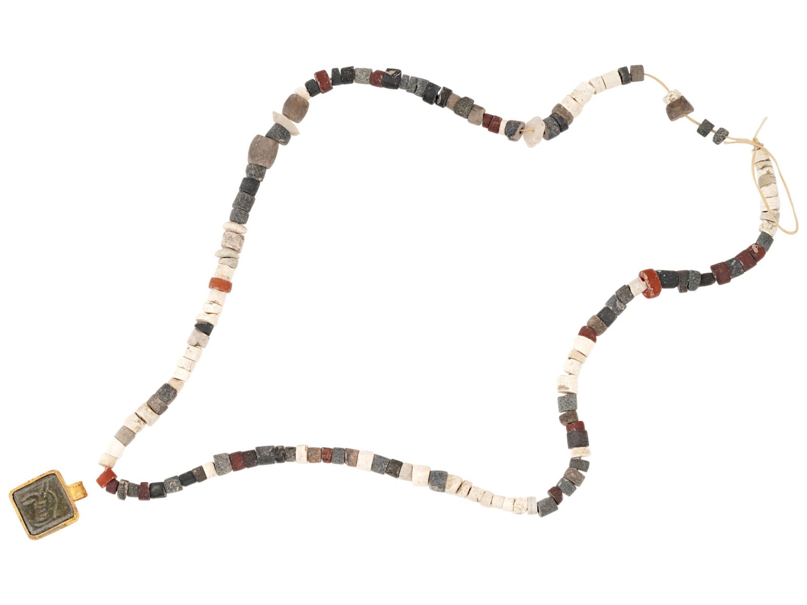 ANCIENT EGYPTIAN GOLD BRONZE PENDANT AND BEAD NECKLACE (1 of 4)