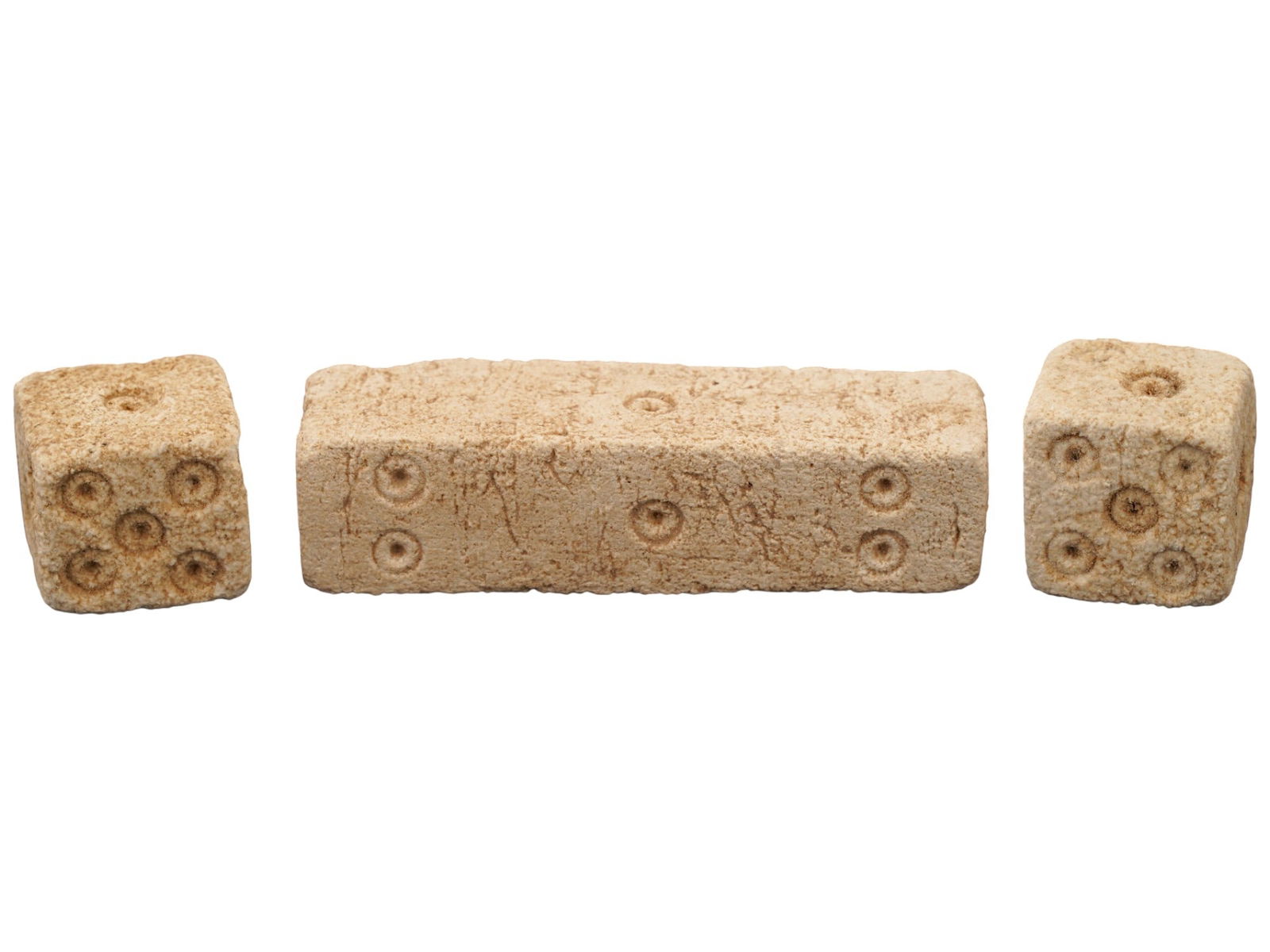 THREE ANCIENT ROMAN CARVED STONE DICE CA 100 TO 300 AD (1 of 6)