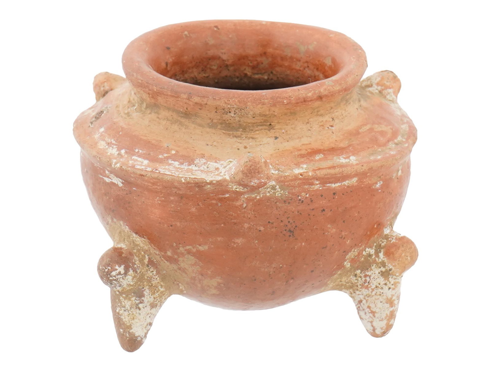 PRE COLUMBIAN HANDLED TRIPOD TERRACOTTA POTTERY VASE (1 of 7)