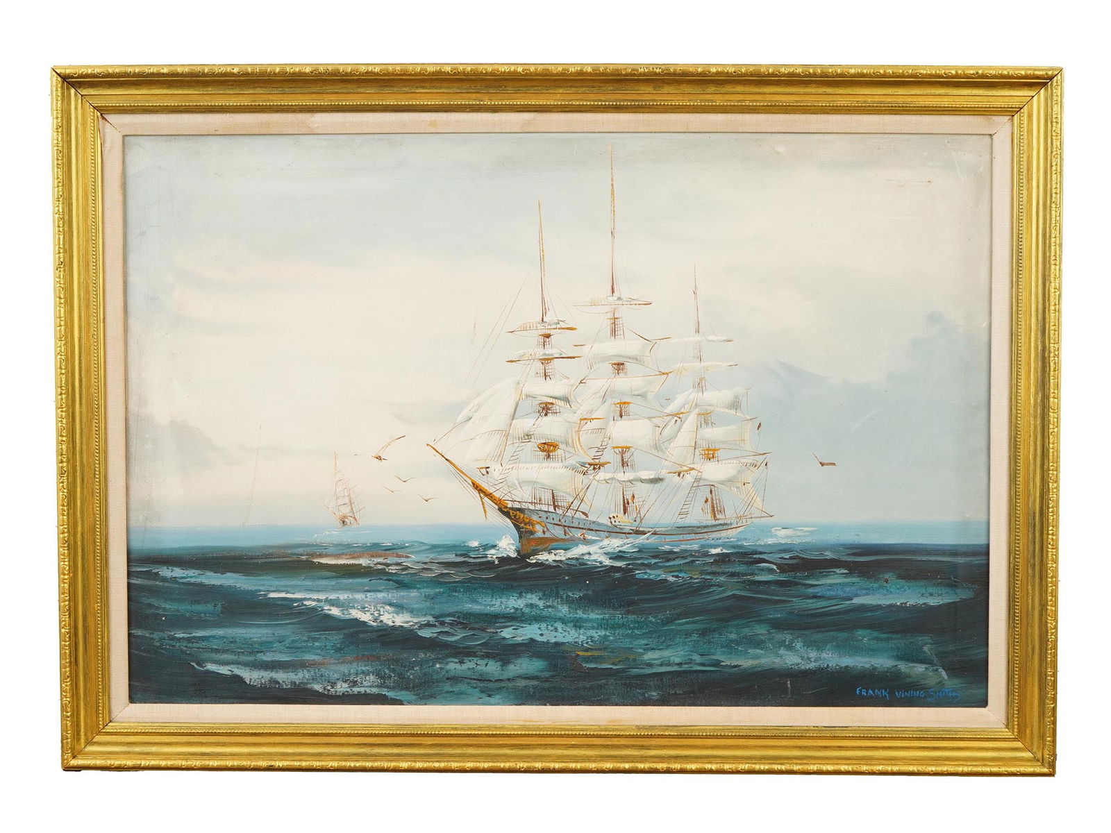 AMERICAN OIL MARINE PAINTING ATTR FRANK VINING SMITH (1 of 5)