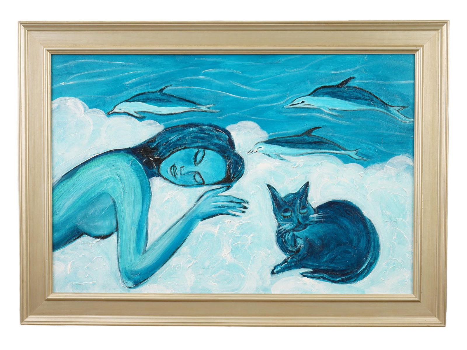 CONTEMPORARY UKRAINIAN OIL PAINTING BY YEVGENIY KIEVSKIY: Yevgeniy Kievskiy, Ukrainian, born 1973, an oil painting on canvas, Dreaming at the Sea, 2009. Signed, titled and dated, on the backside. Framed. Yevgeniy Kievskiy is a Contemporary Artist Born in 197