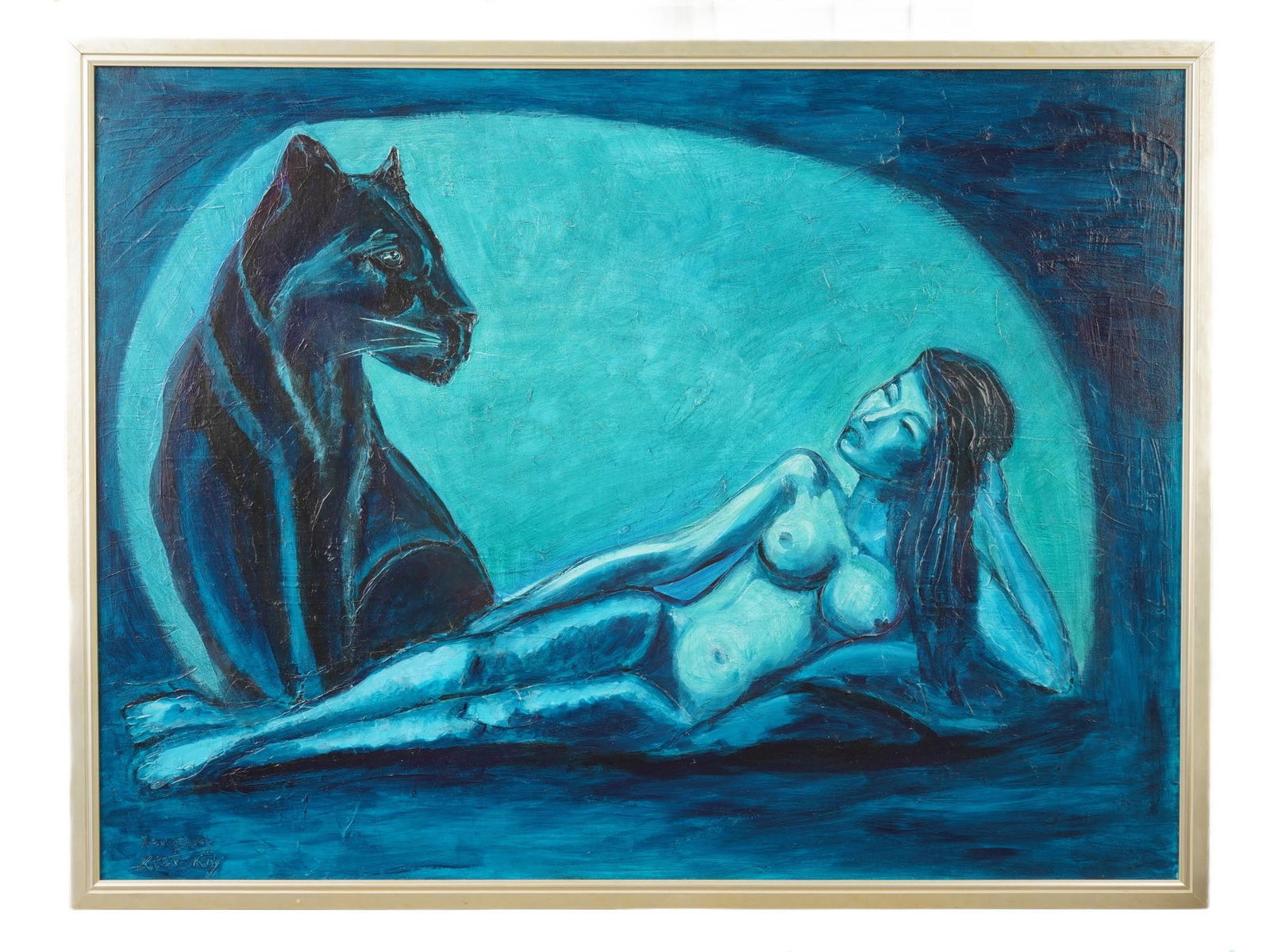 CONTEMPORARY UKRAINIAN OIL PAINTING BY YEVGENIY KIEVSKIY: Yevgeniy Kievskiy, Ukrainian, born 1973, an oil painting on canvas, Azure Dream. Signed lower left. Framed. Yevgeniy Kievskiy is a Contemporary Artist Born in 1973 ,in Kiev ,Ukraine in 1973. His dedic