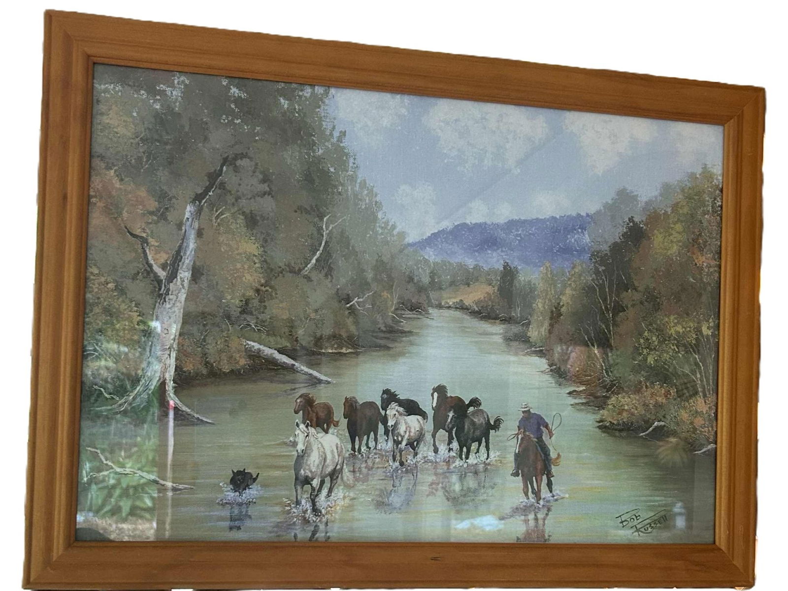 BOB RUSSELL (AUSTRALIAN) PAINTING OIL ON BOARD -HORSES (1 of 3)