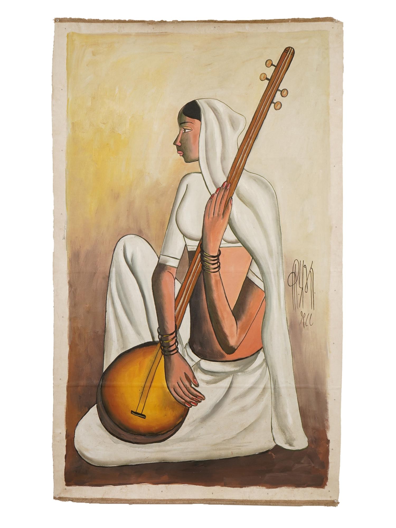 MID CENTURY INDIAN PAINTING SIGNED B. PRABHA (1 of 5)