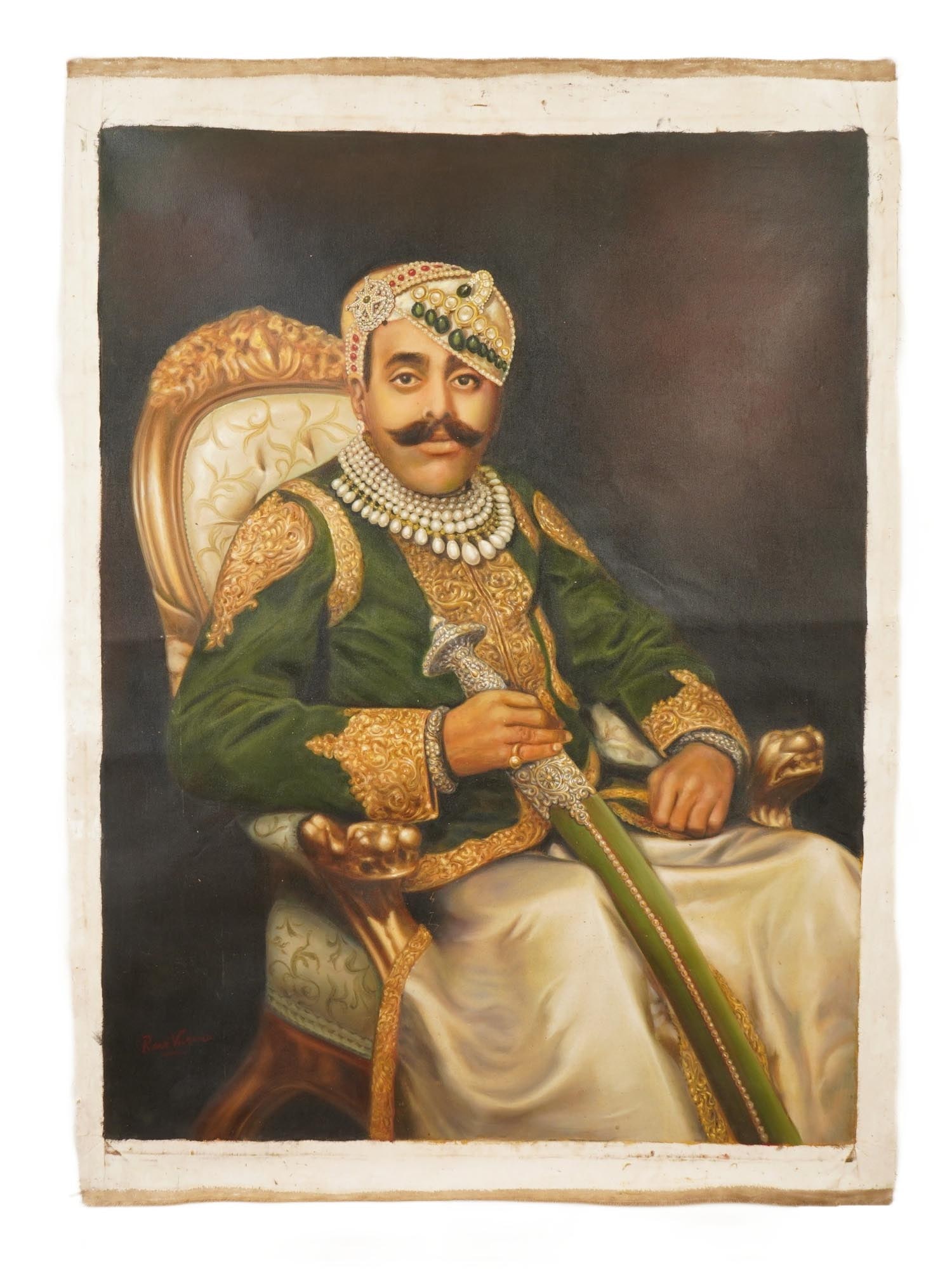 INDIAN PORTRAIT OIL PAINTING SIGNED RAJA RAVI VARMA (1 of 4)