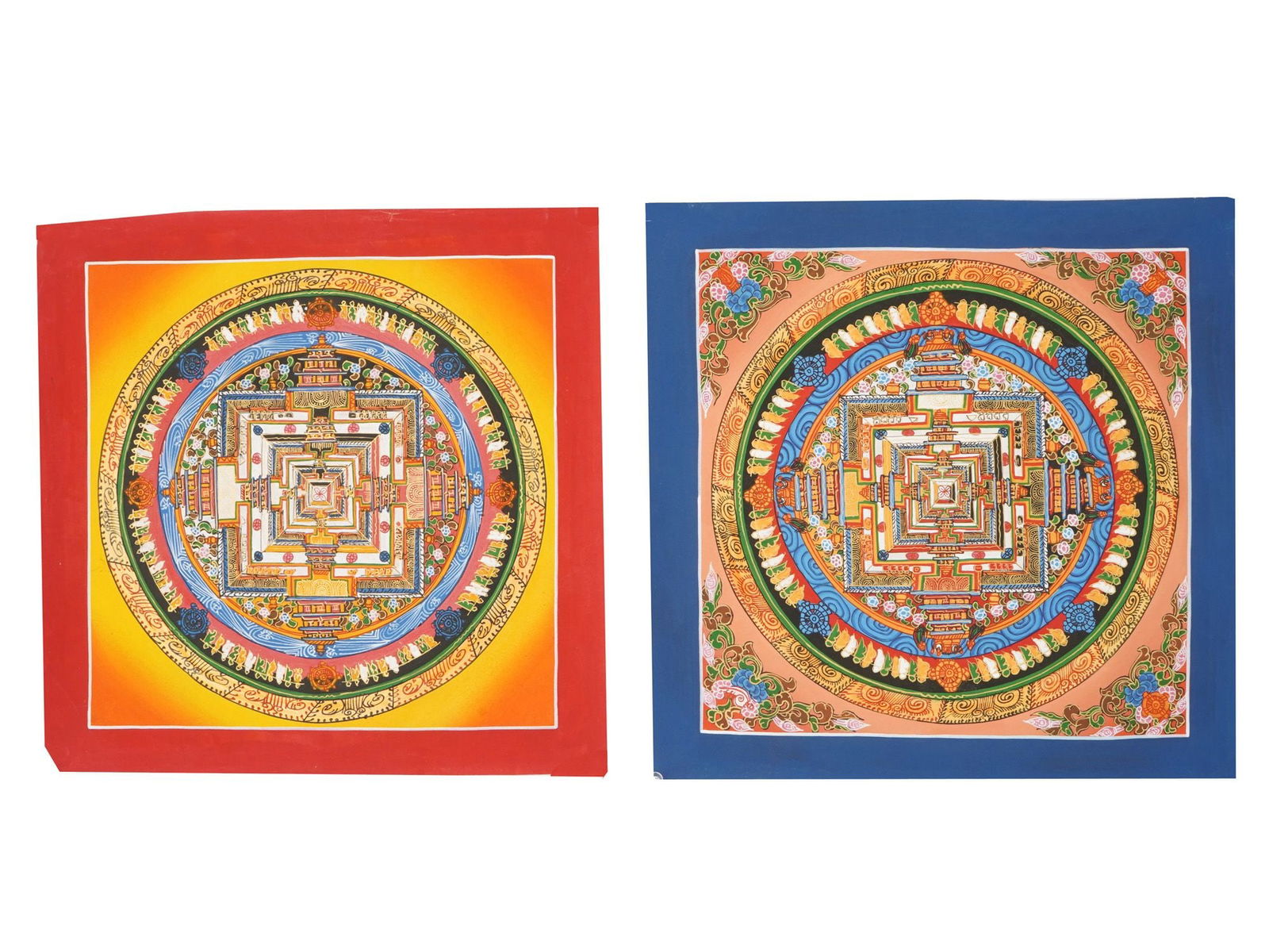 LOT OF BUDDHIST THANGKA MANDALA PAINTINGS ON FABRIC (1 of 4)