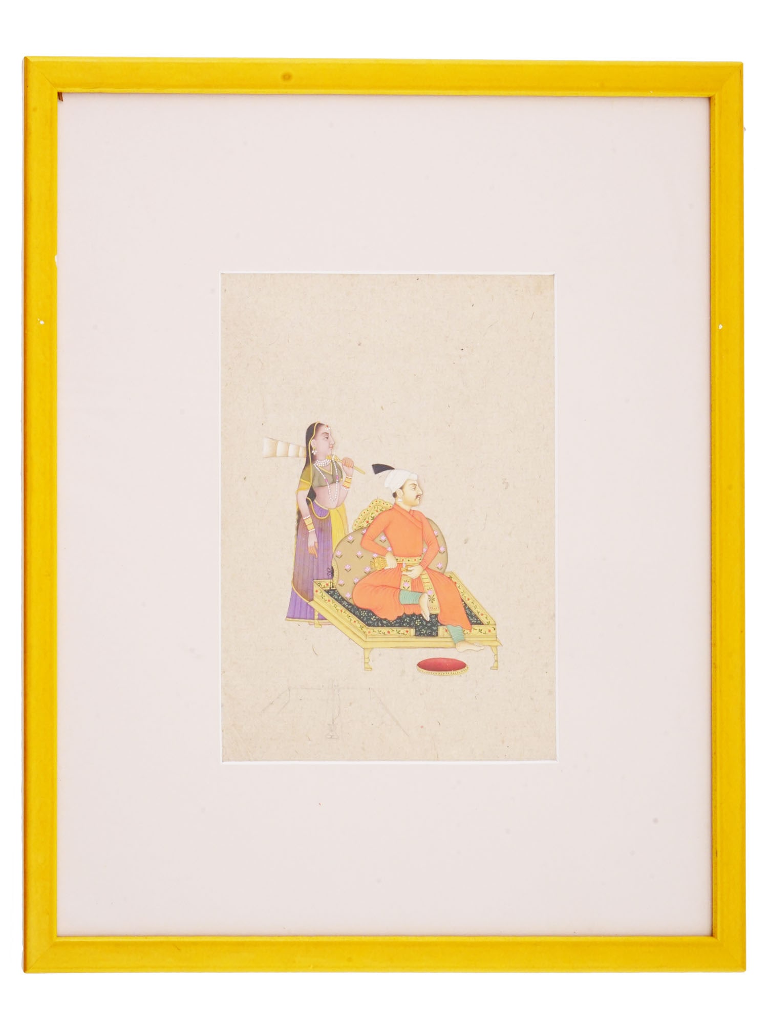 ANTIQUE 19 C INDIAN MINIATURE PAINTING FRAMED (1 of 5)