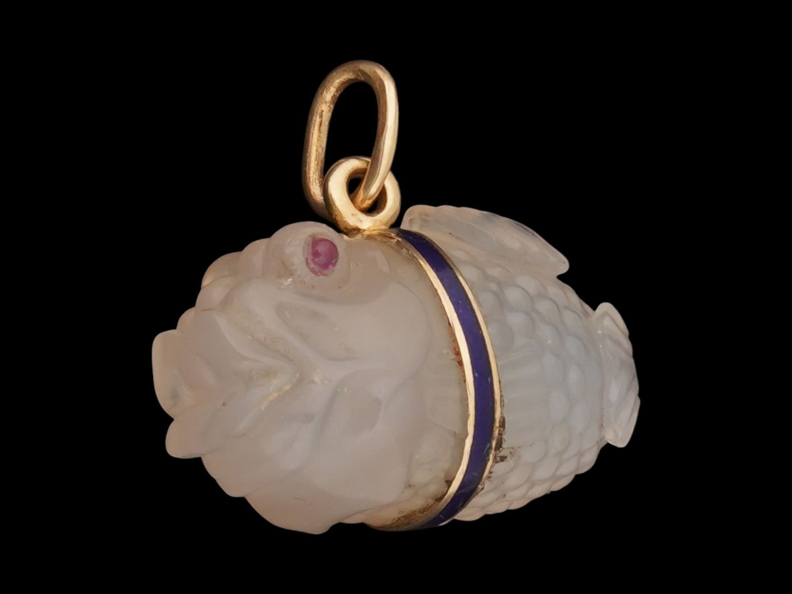 RUSSIAN 14K GOLD ROCK CRYSTAL RUBY EASTER EGG PENDANT (1 of 5)