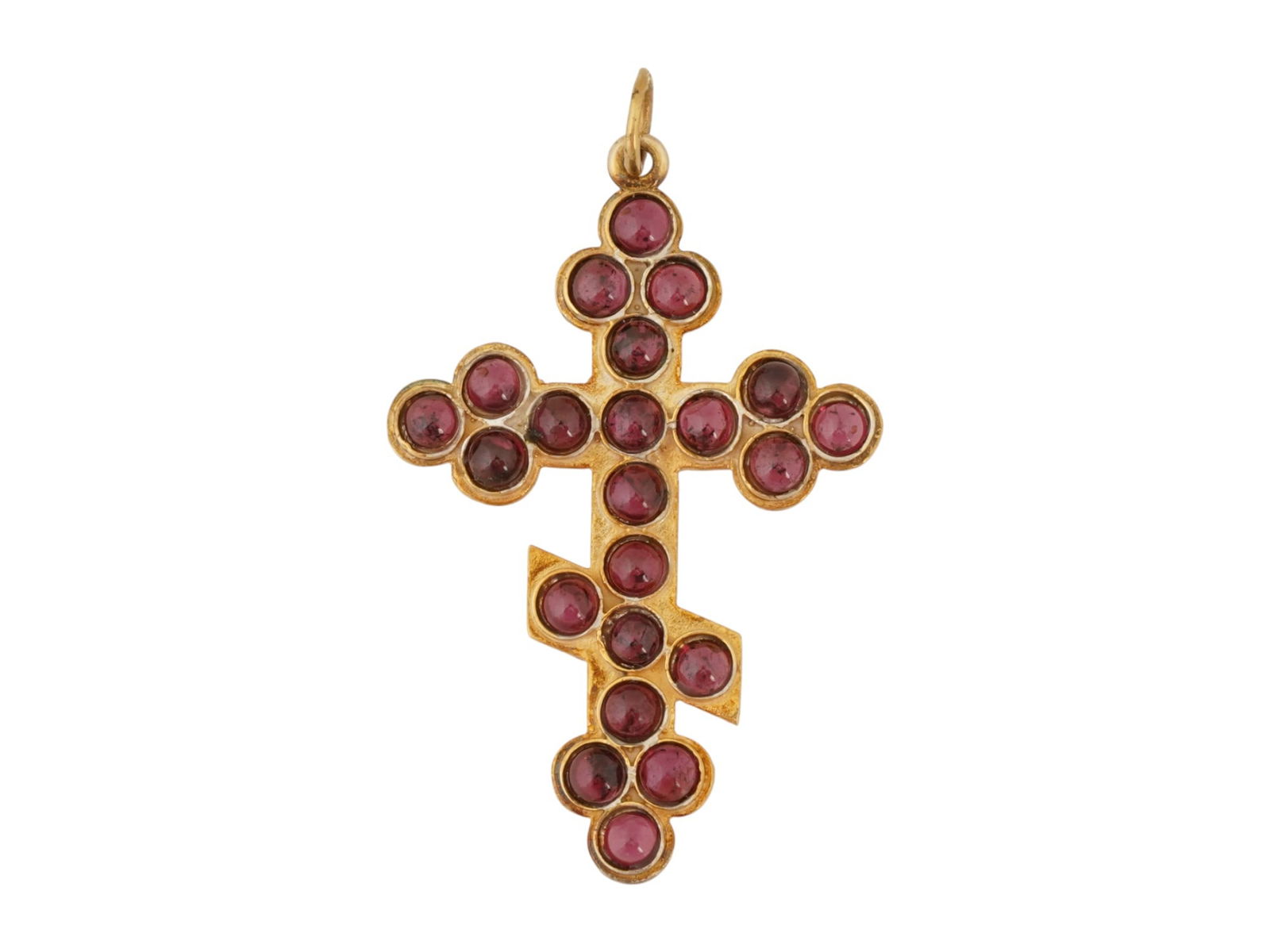 RUSSIAN GILT SILVER CROSS PENDANT WITH GARNETS (1 of 6)