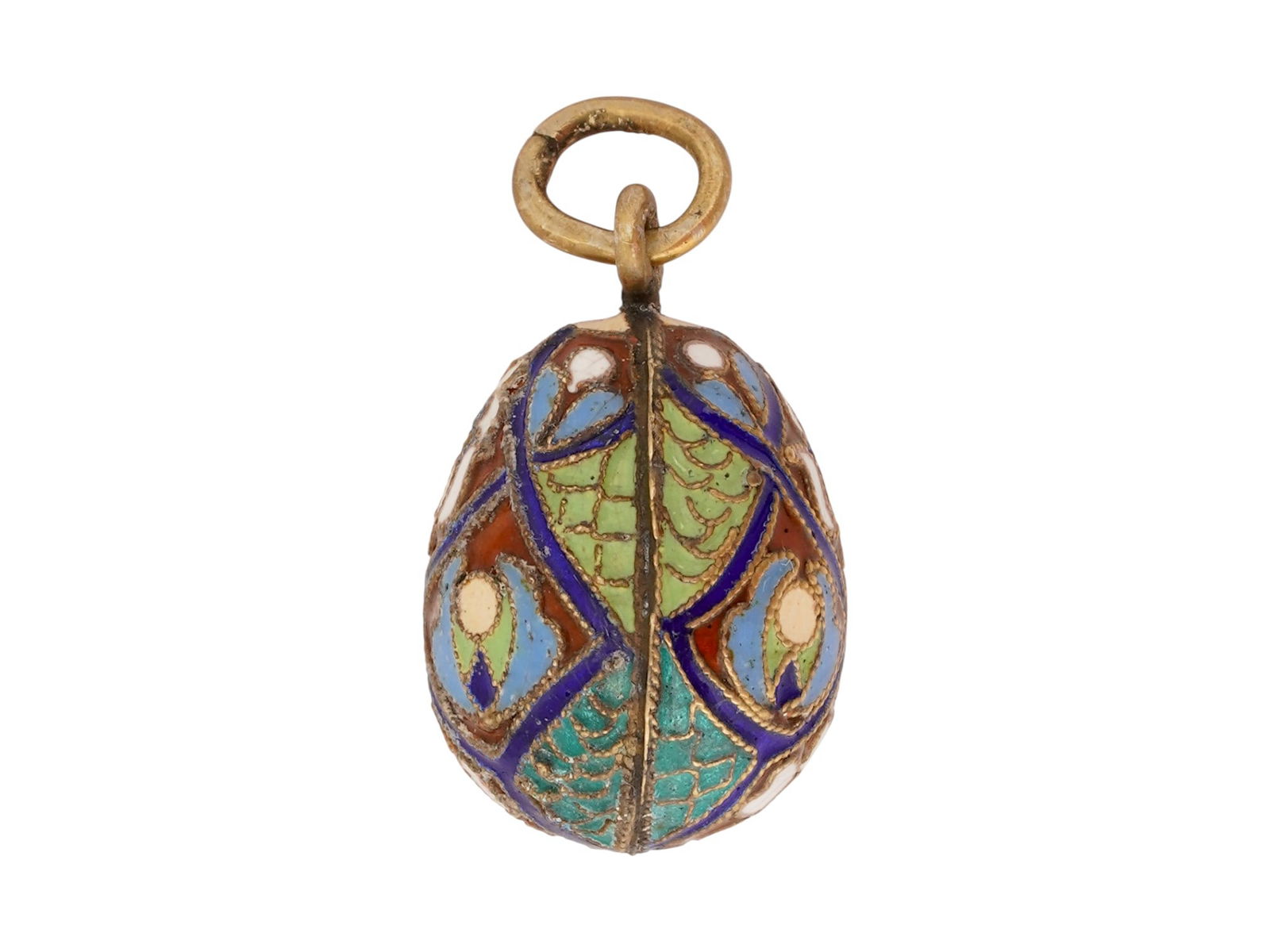 RUSSIAN SILVER CLOISONNE ENAMEL EASTER EGG PENDANT - 2