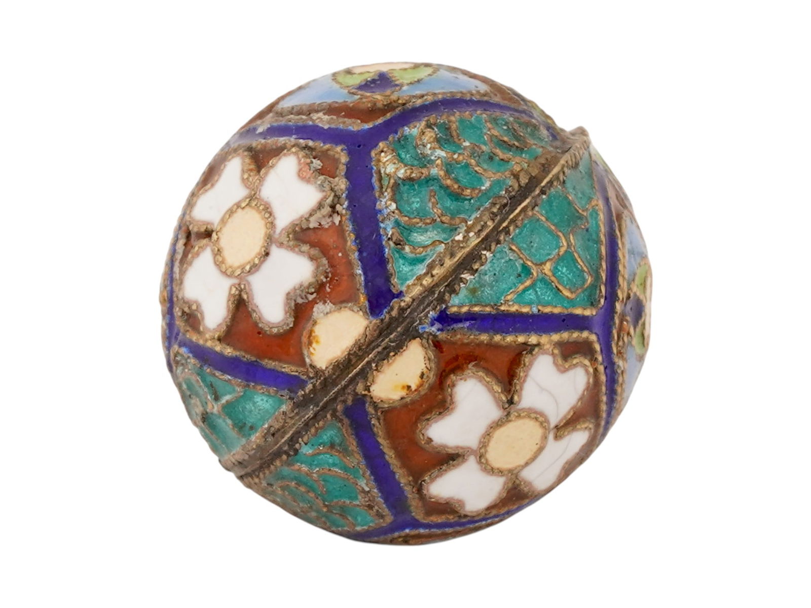 RUSSIAN SILVER CLOISONNE ENAMEL EASTER EGG PENDANT - 5